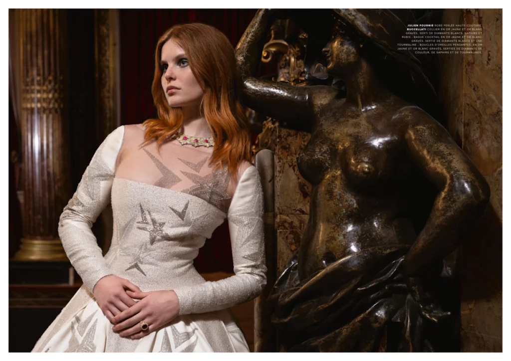 photos de mode Haute couture et Haute joaillerie « Fête Impériale ». Réalisée pour le Luxe Infinity magazine par Michel Dupré.